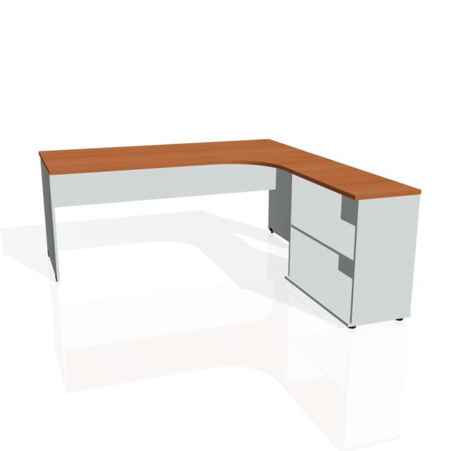 [ON180358] Schreibtischgitter, ergo, links, 180x75,5x200 cm, Kirsche/Grau