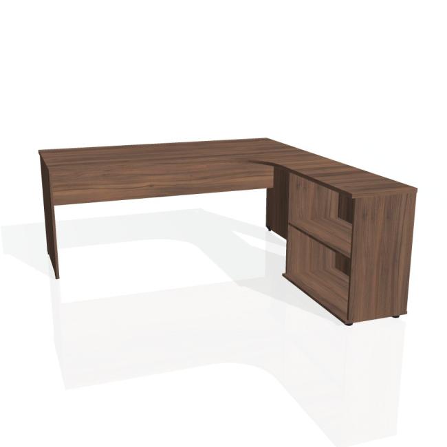 Schreibtischgitter, ergo, links, 180 x 75,5 x 200 cm, Nussbaum/Nussbaum