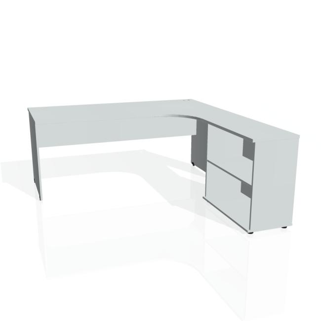 Schreibtischgitter, ergo, links, 180x75,5x200 cm, grau/grau