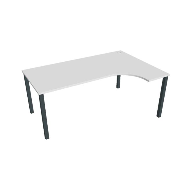 Schreibtisch Uni, ergo, links, 180x75,5x120 cm, weiß/schwarz
