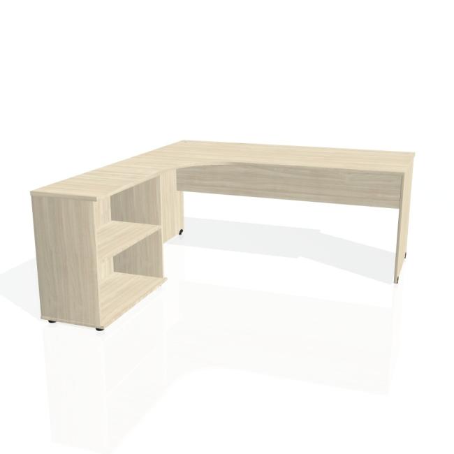 [ON180411] Gate-Schreibtisch, ergonomisch, rechts, 180 x 75,5 x 200 cm, Akazie/Akazienholz