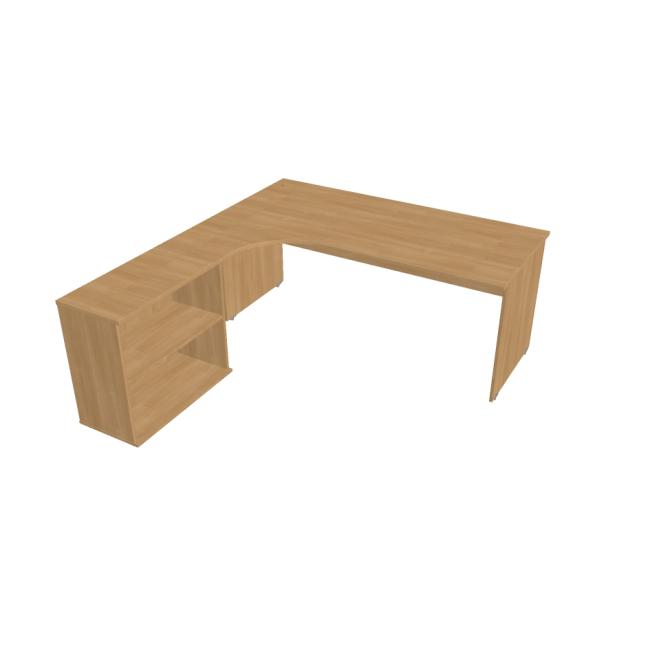 [ON180444] Gate-Schreibtisch, ergonomisch, rechts, 180x75,5x200 cm, Eiche/Eiche