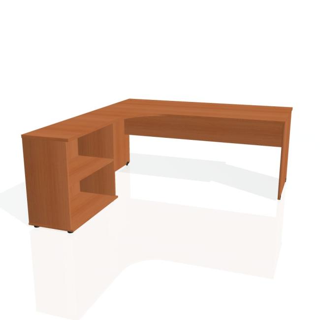 [ON180455] Gate-Schreibtisch, ergonomisch, rechts, 180x75,5x200 cm, Kirsche/Kirsche