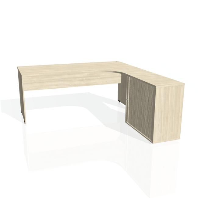 [ON180511] Gate-Schreibtisch, ergonomisch, links, 180 x 75,5 x 200 cm, Akazie/Akazie