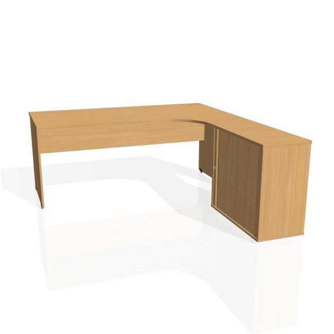 [ON180522] Gate-Schreibtisch, ergonomisch, links, 180x75,5x200 cm, Buche/Buche