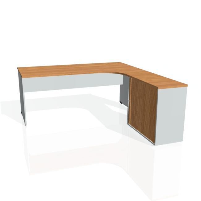 [ON180538] Schreibtisch-Tor, ergo, links, 180x75,5x200 cm, Erle/Grau