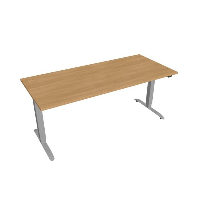 Schreibtisch Motion, ZO, 2S, 180x70,5-120,5x80 cm, Eiche/Grau