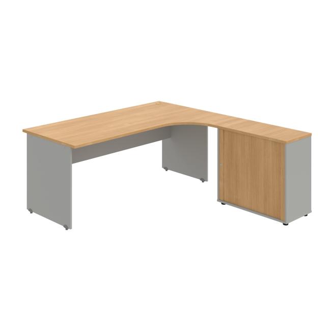 [ON180548] Schreibtischgitter, ergo, links, 180x75,5x200 cm, Eiche/Grau