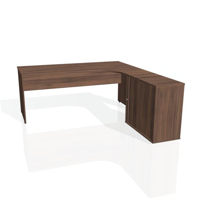 [ON180577] Schreibtischgitter, ergo, links, 180 x 75,5 x 200 cm, Nussbaum/Nussbaum