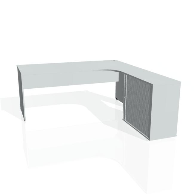 Schreibtischgitter, ergo, links, 180x75,5x200 cm, grau/grau