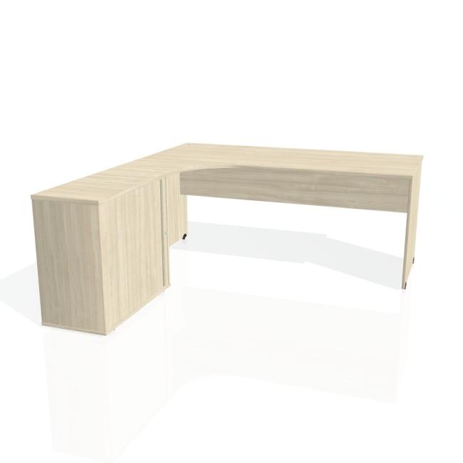 Gate-Schreibtisch, ergonomisch, rechts, 180 x 75,5 x 200 cm, Akazie/Akazienholz
