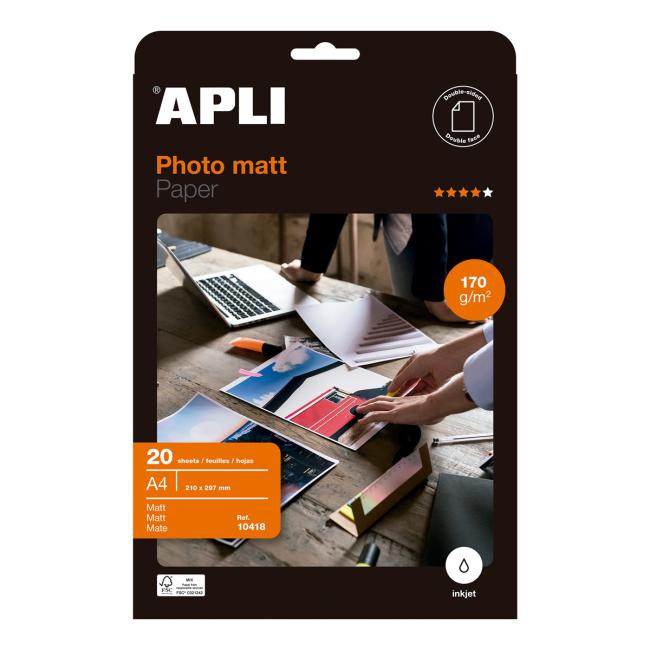 APLI A4 Fotopapier, matt, 170 g/m², 20 Blatt