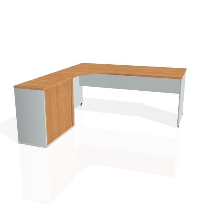 [ON180638] Schreibtisch-Tor, ergo, rechts, 180x75,5x200 cm, Erle/Grau
