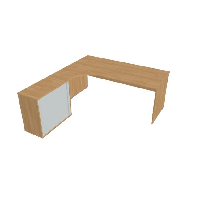 [ON180644] Gate-Schreibtisch, ergonomisch, rechts, 180x75,5x200 cm, Eiche/Eiche