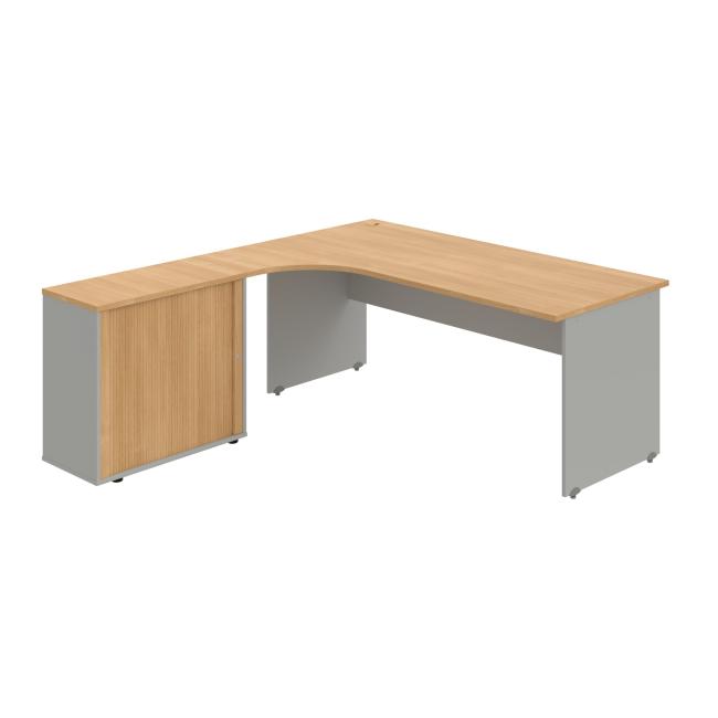 Schreibtischgitter, ergo, rechts, 180x75,5x200 cm, Eiche/Grau