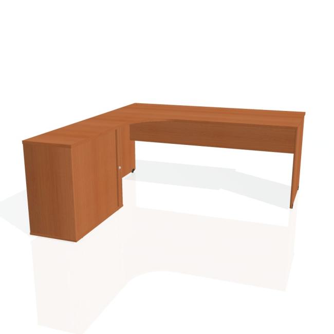 [ON180655] Gate-Schreibtisch, ergonomisch, rechts, 180x75,5x200 cm, Kirsche/Kirsche