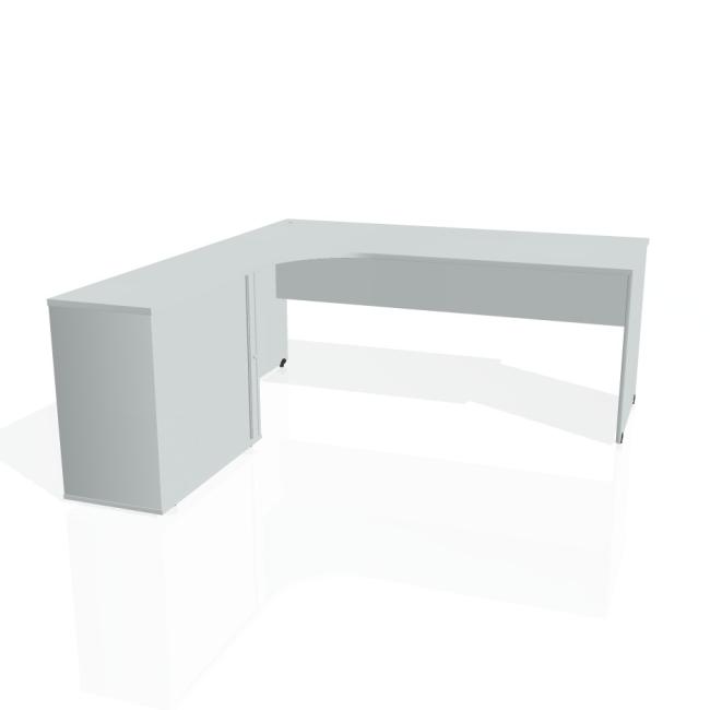 [ON180688] Schreibtischgitter, ergo, rechts, 180x75,5x200 cm, grau/grau