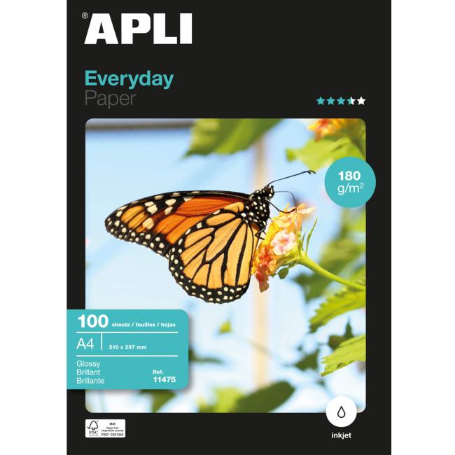 [AG011475] APLI Fotopapier, A4 Everyday, 180 g/m², 100 Blatt
