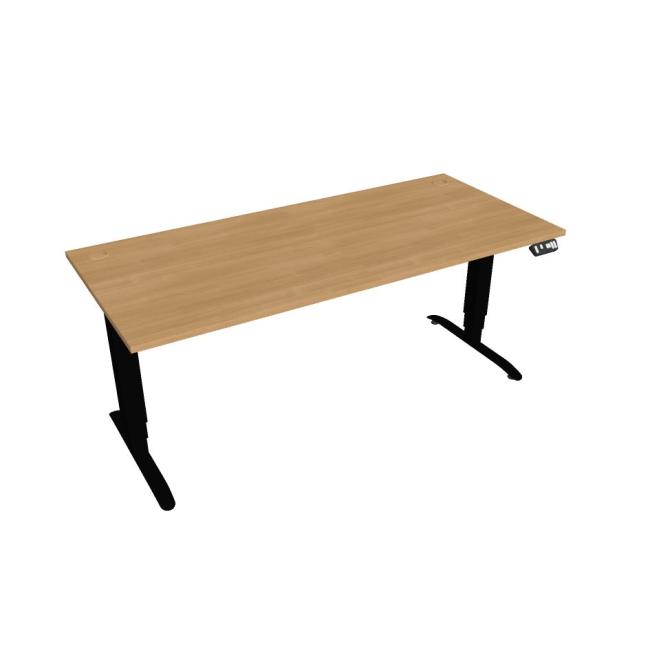 Schreibtisch Motion, PO, 3S, 180x61 - 128x80 cm, Eiche/Schwarz