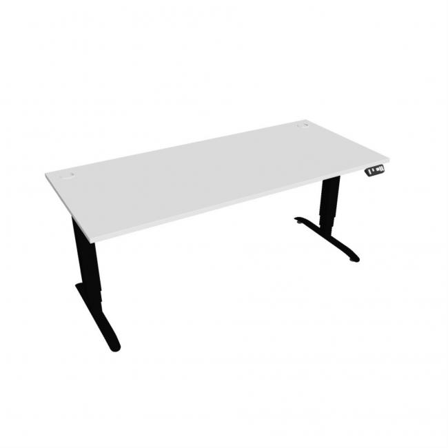 Desk Motion, PO, 3S, 180x61 - 128x80 cm, weiß/schwarz