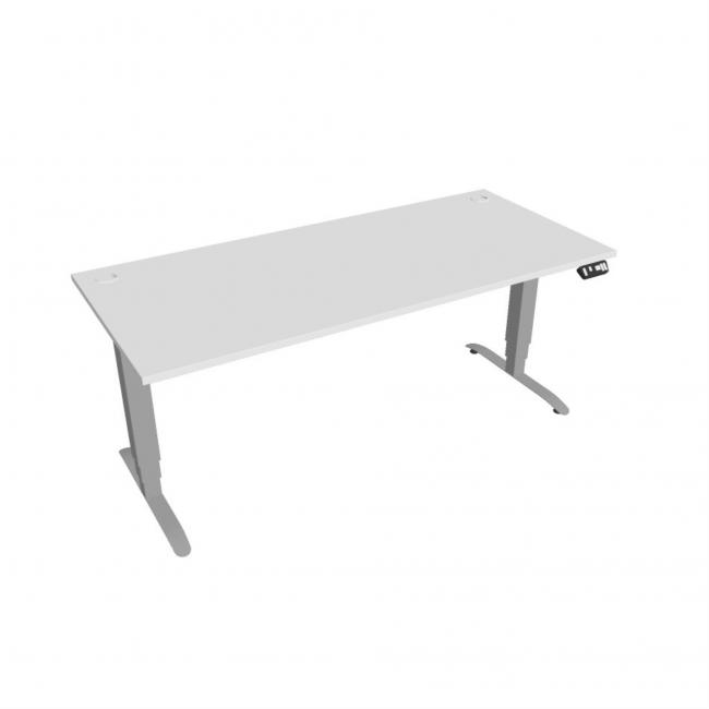Desk Motion, PO, 3S, 180x61 - 128x80 cm, weiß/grau
