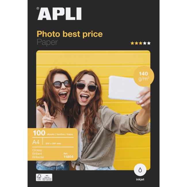 APLI A4 Best Price Hochglanz-Fotopapier, 140 g, 100 Blatt