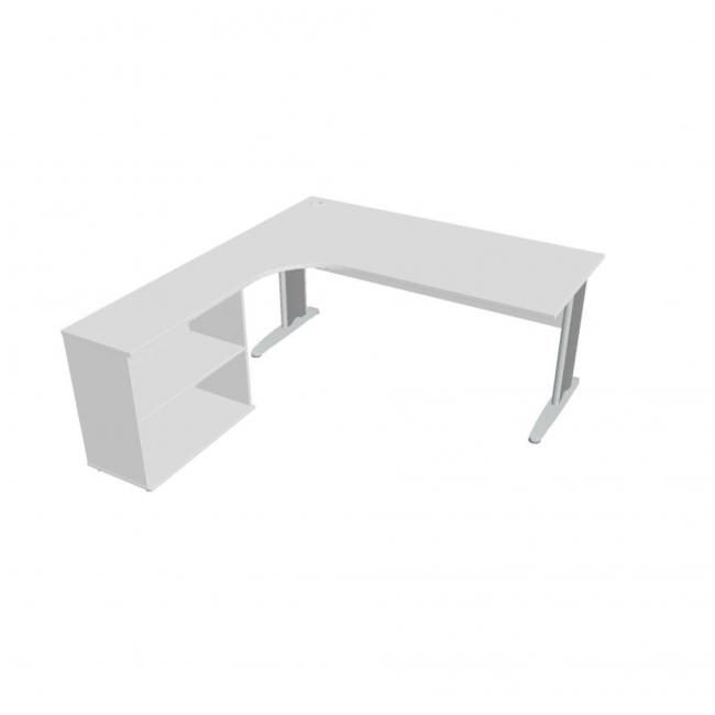 [ON182599] Schreibtisch Cross, ergonomisch, rechts, 180 x 75,5 x 200 cm, weiß/metall