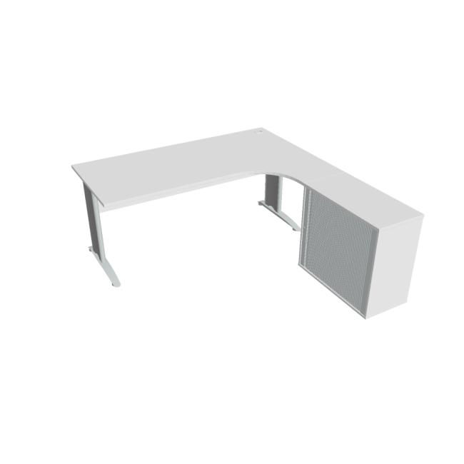 Schreibtisch Cross, ergonomisch, links, 180 x 75,5 x 200 cm, weiß/metall