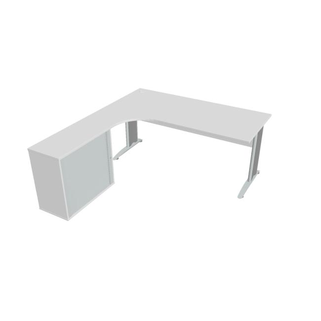 [ON182799] Schreibtisch Cross, ergonomisch, rechts, 180 x 75,5 x 200 cm, weiß/metall