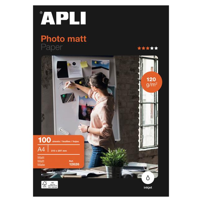 APLI A4 Fotopapier, matt, 120 g/m², 100 Blatt