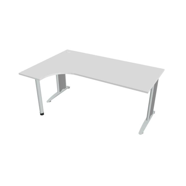 Flex-Schreibtisch, ergonomisch, rechts, 180 x 75,5 x 120 (40 x 80) cm, weiß/metall