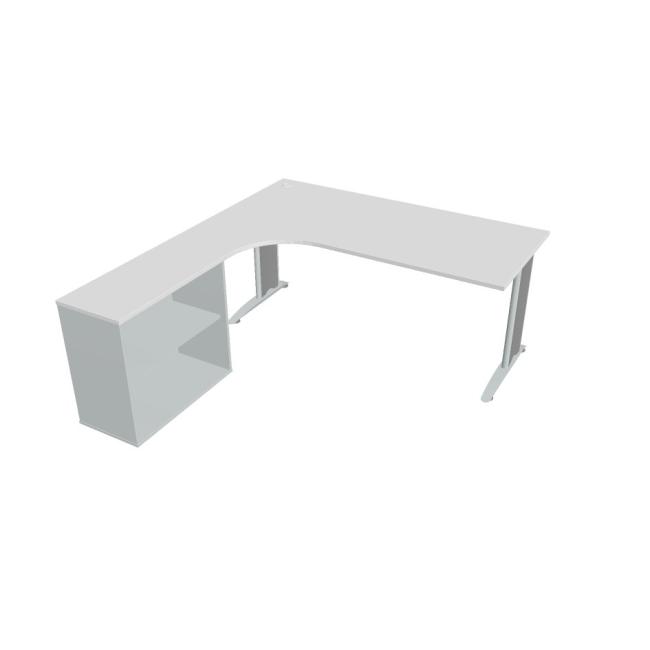 Desk Flex, ergonomisch, rechts, 180 x 75,5 x 200,0 (40 x 80) cm, weiß/metall