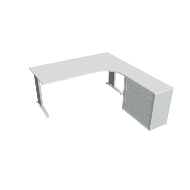 Desk Flex, ergonomisch, links, 180 x 75,5 x 200,0 (80 x 40) cm, weiß/metall