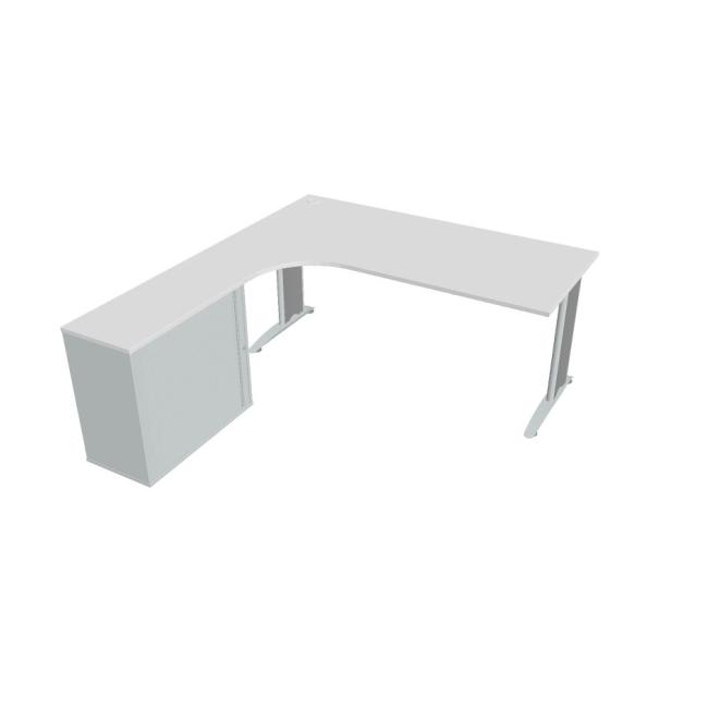 Desk Flex, ergonomisch, rechts, 180 x 75,5 x 200,0 (40 x 80) cm, weiß/metall