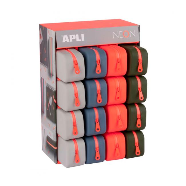 [AG019913] APLI NEON Silikon-Stifteetui, Farbmix