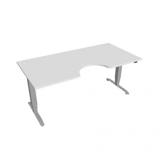 Motion Ergo Schreibtisch, ZO, 3S, 180x61-128x90 cm, weiß/grau