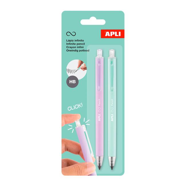 [AG020065] APLI Druckbleistift mit Endlosfunktion, lila/grün, 2 Stück