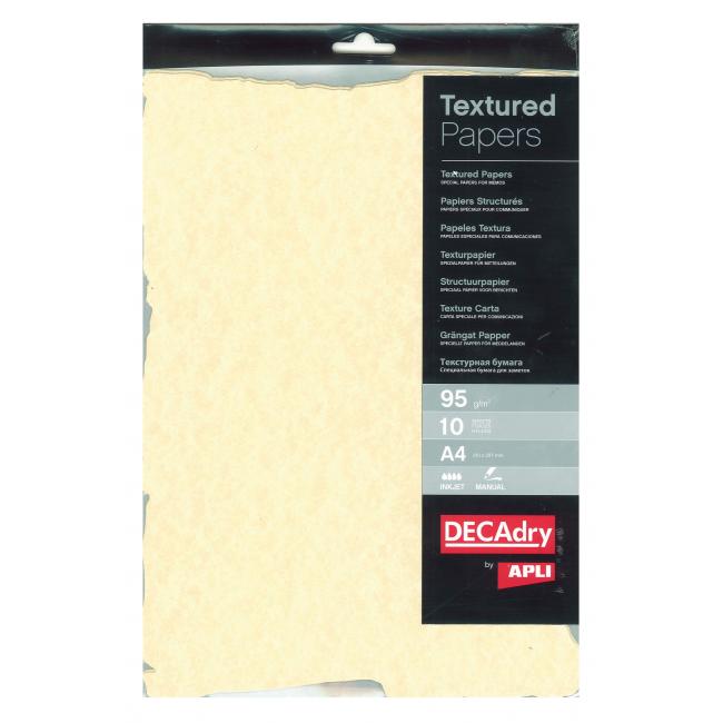 Strukturiertes Pergamentpapier, champagnerfarben, unregelmäßiger Rand, 95 g, 10 Blatt