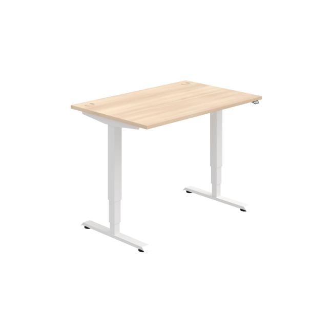 Schreibtisch RUN, ZO, 3S, 120x64,5-130,5x80 cm, Akazie/Weiß