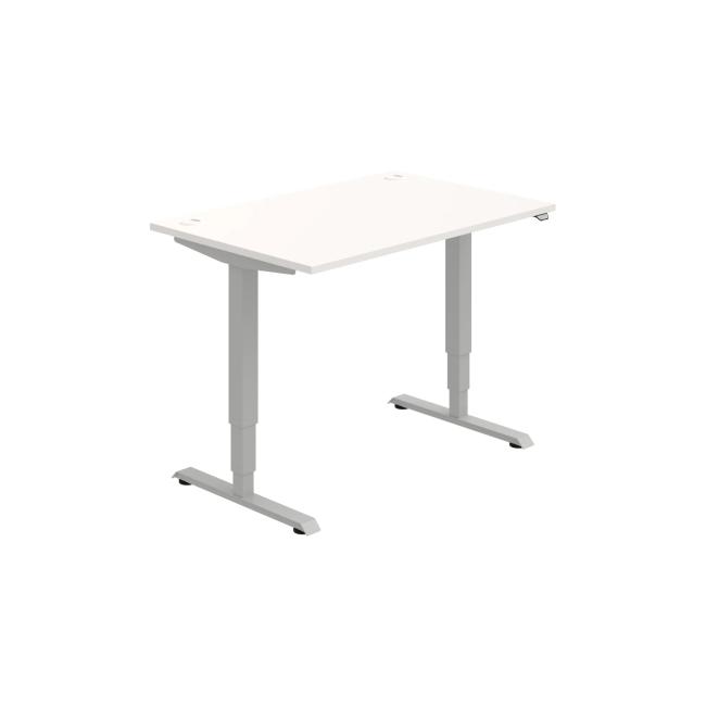 Schreibtisch RUN, ZO, 3S, 120x64,5-130,5x80 cm, weiß/grau