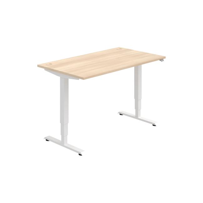 Schreibtisch RUN, ZO, 3S, 140x64,5-130,5x80 cm, Akazie/Weiß