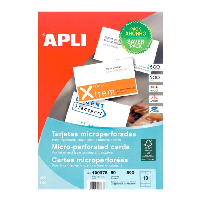 Visitenkartenpapier, 90 x 50,8 mm, Agipa, A4, mit Mikroperforation, 200 g/m², 50 Blatt