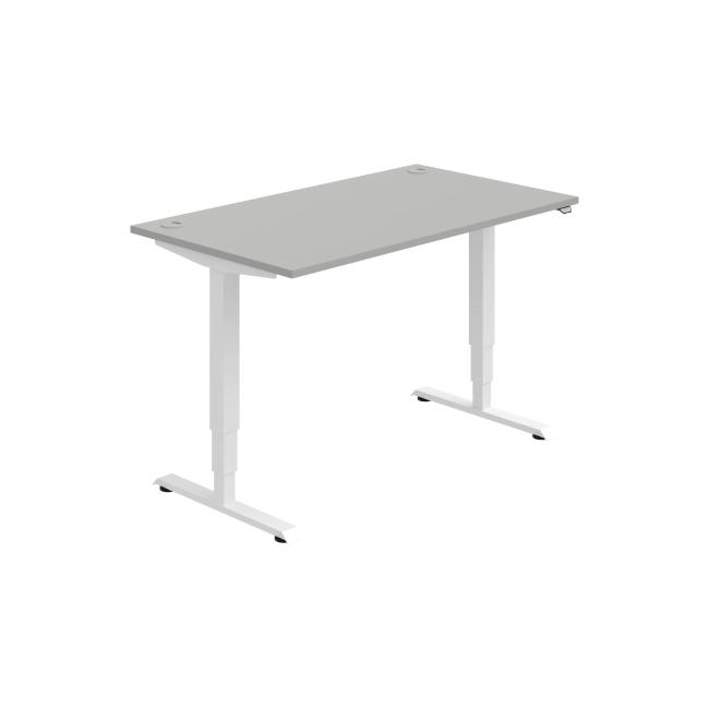 Schreibtisch RUN, ZO, 3S, 140x64,5-130,5x80 cm, grau/weiß
