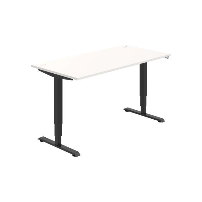 Schreibtisch RUN, ZO, 3S, 160x64,5-130,5x80 cm, weiß/schwarz