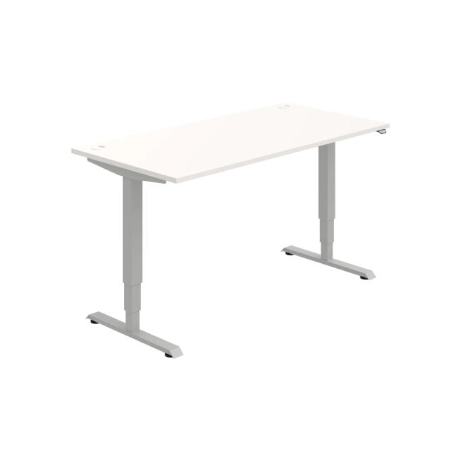 Schreibtisch RUN, ZO, 3S, 160x64,5-130,5x80 cm, weiß/grau