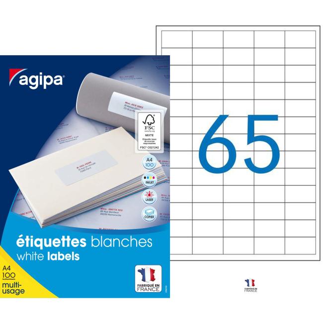 [AG101113] Universal-Etiketten 38 x 21,2 mm, Agipa A4, 100 Blatt