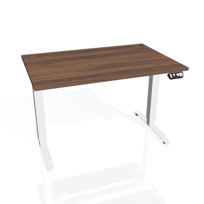 Schreibtisch Motion, PO, 2S, 160x70,5-120,5x80 cm, Walnuss/Weiß