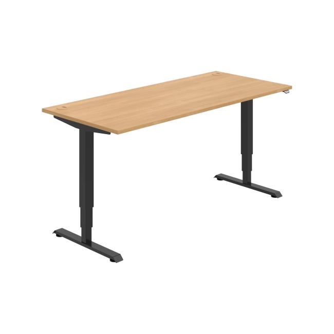 [ON217144] Schreibtisch RUN, ZO, 3S, 180x64,5-130,5x80 cm, Eiche/Schwarz