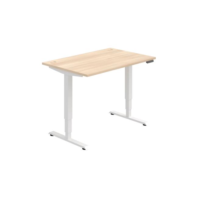 Schreibtisch RUN, PO, 3S, 120x64,5-130,5x80 cm, Akazie/Weiß