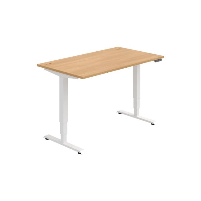 Schreibtisch RUN, PO, 3S, 140x64,5-130,5x80 cm, Eiche/Weiß